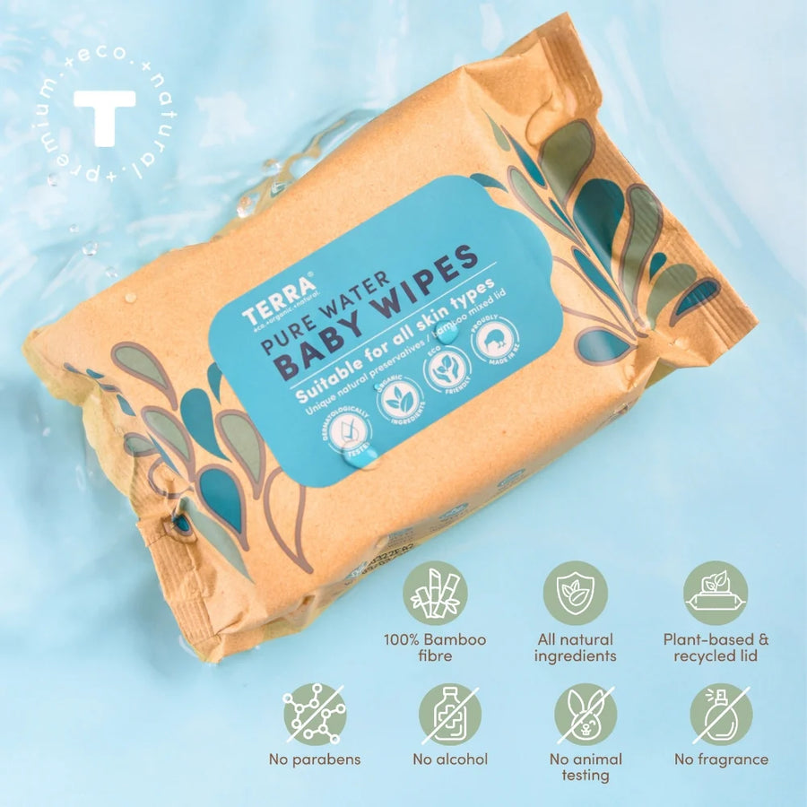 Pure Water Baby Wipes Travel Pack 24s TERRA