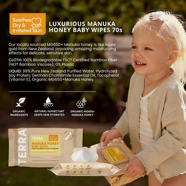 Manuka Honey Baby Wipes 70s TERRA