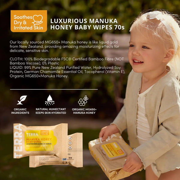TERRA Manuka Honey Baby Wipes - Mini Pack 10s TERRA
